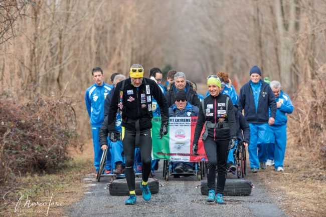 La coppia della sfida tra i ghiacci a cena coi paratleti del Gsh Sempione '82